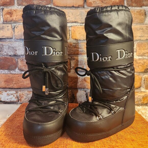 Vintage Y2K Christian Dior Moon Snow Boots by John Galliano Black EU 35-37 US 7 - Picture 1 of 11